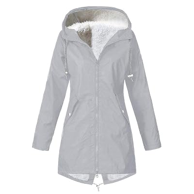 Women Lightweight Hooded Waterproof Solid Rain Jacket Windbreaker Outdoor Windproof Loose Coat Outdoor Raincoat m, Gray