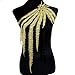 1pcs Embroidery Long Peacock Feather Motif Venise Lace Collar Supplies Women DIY Manual Lace Fabric Trim Crafts (Gold)