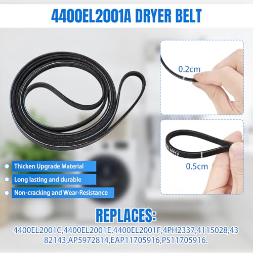 Upgraded Dryer Repair Kit Fits to LG Kenmore Dryers includes 4581EL2002C Dryer Drum Roller 4561EL3002A Dryer Idler Pulley with Spring, 4400EL2001A Dryer Belt