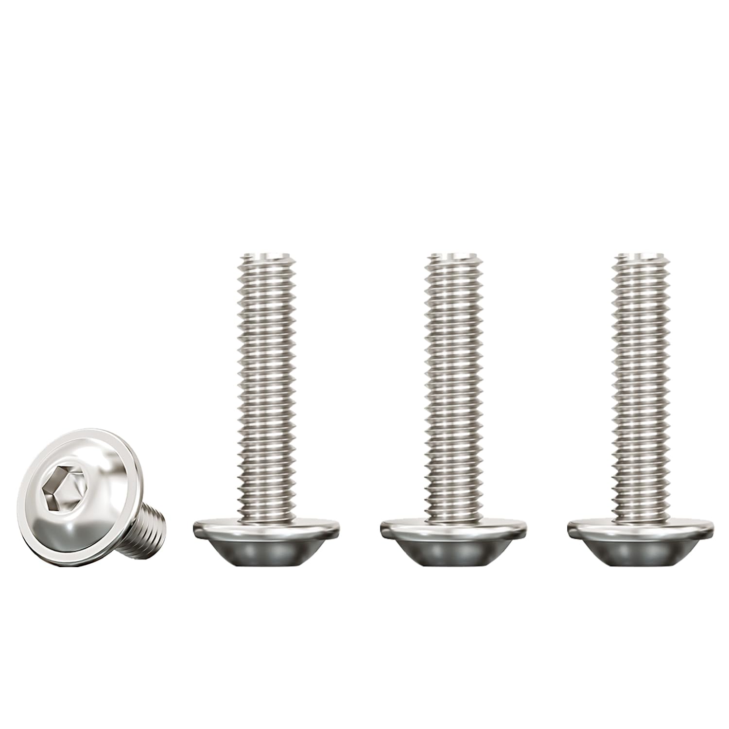 Drenky M5 Bolts X 25mm Socket Flanged Button Screws, 304 Stainless Steel, Hexagon Socket Pan Head Screws, Rustproof (Pack of 20) — image 1
