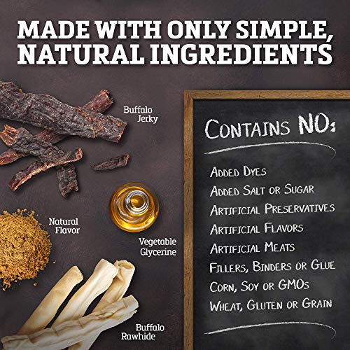 Buffalo Range Rawhide Dog Treats Healthy, GrassFed Buffalo Jerky Raw