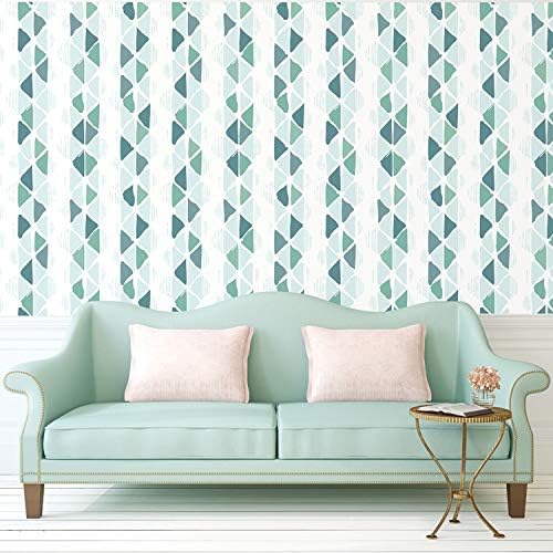 HHKX100822 Wallpaper 3D Black Grey Green Teal Modern Textured Geometric Non Woven Flocking Triangle Pattern Wall Paper Coverings Background 5.3㎡ B