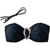 GORGLITTER Women's Strapless Bikini Metal Bandeau Bathing Suit Tube Top