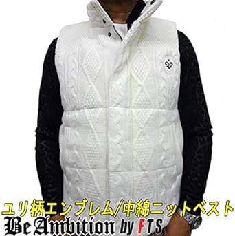 爆熱 中綿 ニットベスト ライトアウター ブルゾン Be Ambition ユリ紋章スタッズ ロゴ刺繍 白ホワイトメンズ ファッション 代 30代 40 最適な材料 Alimamiy Ru