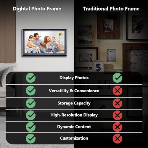 Frameo WiFi Digital Photo Frame 15.6 Inch, PINREK Electronic Picture Frame | Motion Sensor Auto-Wake, IPS HD Touch Screen, Auto-Rotate, Instantly Share Photos Videos from Anywhere, Wall Mountable