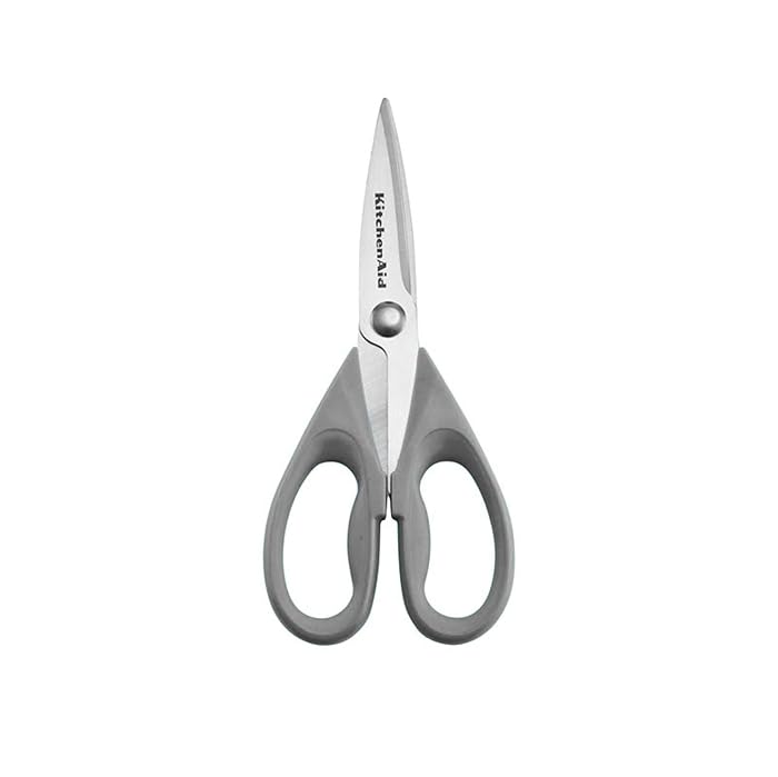 KitchenAid KC351OHGSA Multi-Purpose Scissors Stainless Steel Kitchen Shears with Blade Cover and Soft Grip Handles, Storm Gray