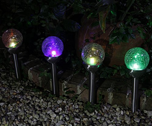 Grand Patio Crackle Glass Globe Solar Path Lights, Weather–Resistant