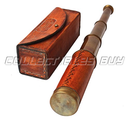 Orange Leather Marine Box Telescope Dollond London 1920 Era Maritime Vintage Functional Spyglass Sailor Instrument - Handmade Gifts Article