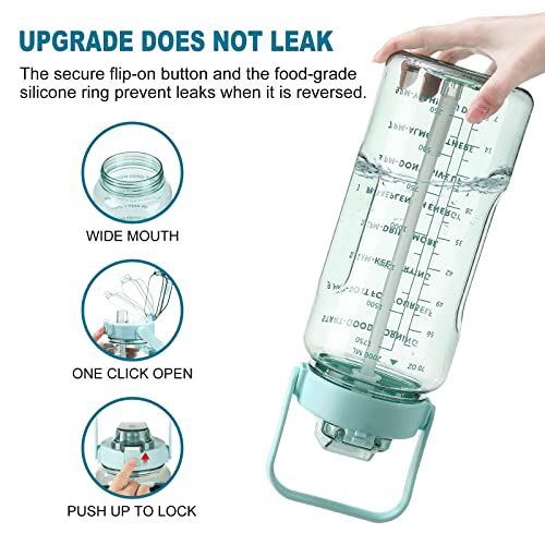 Chokoter Half Gallon Water Bottle with Sleeve, 64OZ Motivational Water Bottle with Straw & Time Marker, BPA Free Leakproof Large Sports Water Bottle, Reusable Water Jug for Workout Gym Sport