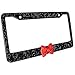 Bling Bling License Plate Frames -8 Row Pure Handmade Waterproof Glitter Rhinestones Crystal License Frames Plate for Cars with 2 Holes with Screws Caps Set (2-Pack Red Bow)