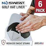 No Sweat Golf Hat Liner & Cap Protection - Prevent Hat Stains Rings, Moisture Wicking, Headband, Sweatband, Hat Saver & Protection, Prevention, Cooling Towel Effect (6-Pack)