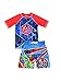 Avengers Superhero Boy's Swim Trunks and Rash Guard Set (7, Blue/Red)