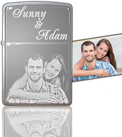 Gravina Original Zippo with Your Photo and Message Engraved Unique Personalized Zippo Chrome-polished