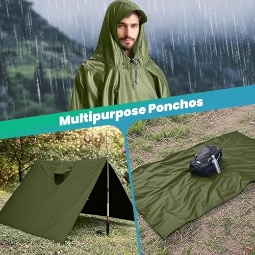 Stynice Lightweight Waterproof Rain Poncho Men & Women - Multi-Purpose Rain Jacket Outdoor with Hood Foldable Bag for Camping Hiking Hikking - Breathable 3-in-1 Rain Cape