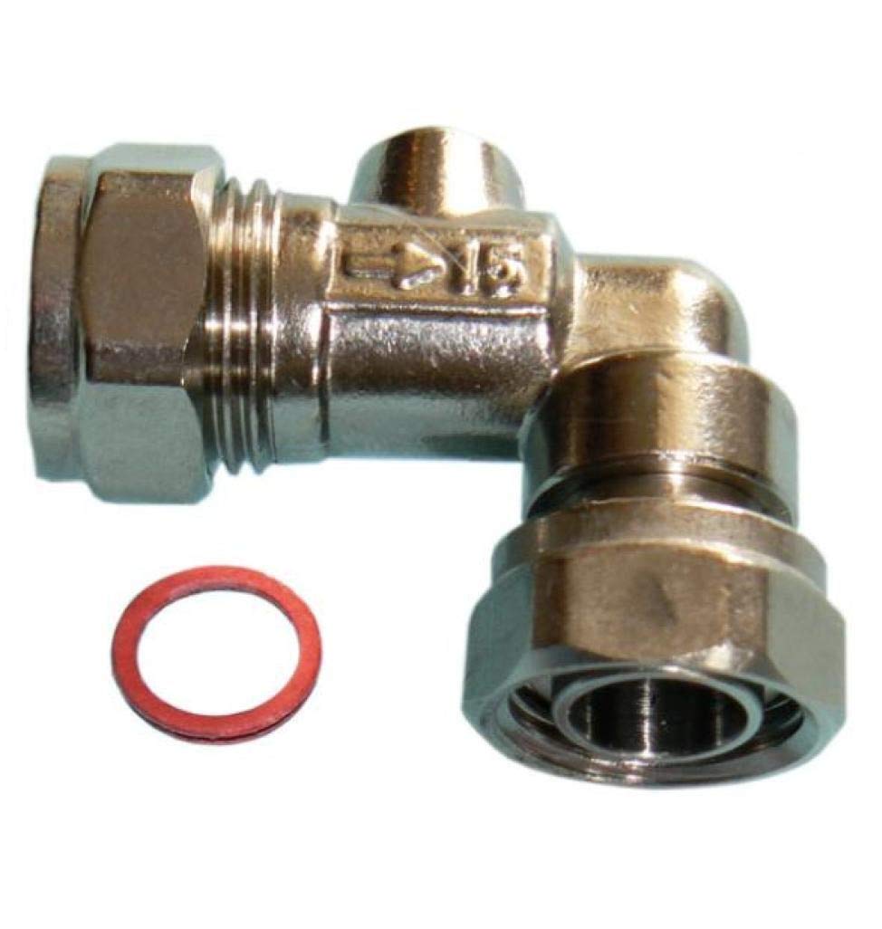 PRIMAFLOW Chrome Plated Brass Angle Service Valve 15mm x 1/2