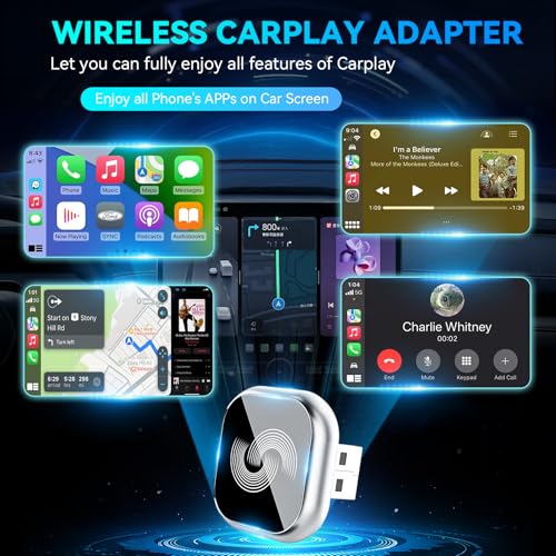 Wireless CarPlay Adapter for iPhone, 2-in-1 Wireless Car Play & Android Auto Adapter, 3X Fast Stable Connection-No Latency from iOS 10+, Wide Compatibility, Plug & Play for 2015+ Cars with USB/Type C