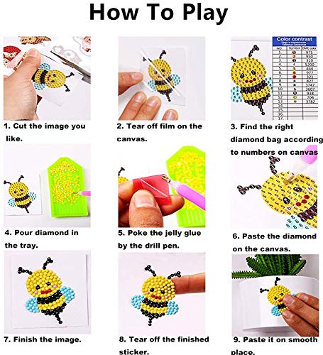 H&G MASTER Diamond Painting Kit for Adult and Kid, 5D Children Gem Painting Kit by Numbers and with Wooden Frame 1 Pack(5.95.9inch) (Diamond Painting Stickers Without Frame)