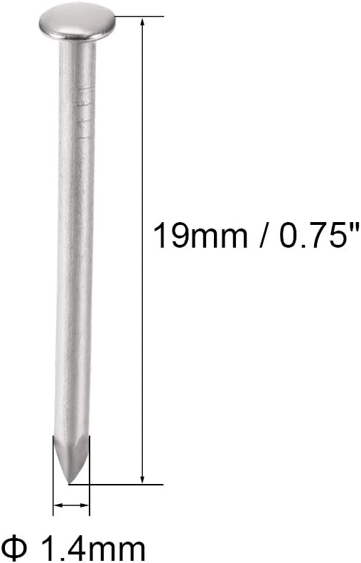 sourcing map Small Tiny Hardware Nails Carbon Steel 1.4X19mm(DXL) for DIY Decorative Wooden Boxes Accessories Silver Tone 200pcs - Image 4