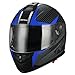 TRIANGLE Full Face Dual Visor Matte Black Street Bike Motorcycle Helmet (Medium, Matte Blue)