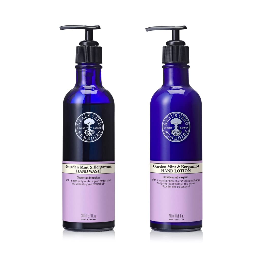 Neal's Yard Remedies Garden Mint & Bergamot Hand Duo - Leave Hands Clean and Refreshed - Lotion (200ml) & Hand Wash (200ml)