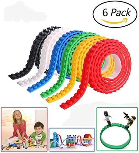 Upgrade Block Tape,Gloween Compatible Brick Tape for Building Bricks,3.3feet x 0.63inch in Variety Color,Compatible with all Major Brands (Pack of 6)