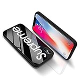 iPhone X Case, AICase Tempered Glass Back Case, AICase Supreme Fashion Hard Glass Back Cover Soft TPU Bumper Frame Anti-Scratch Anti-Fingerprints Protective Case for Apple iPhone X(Black)