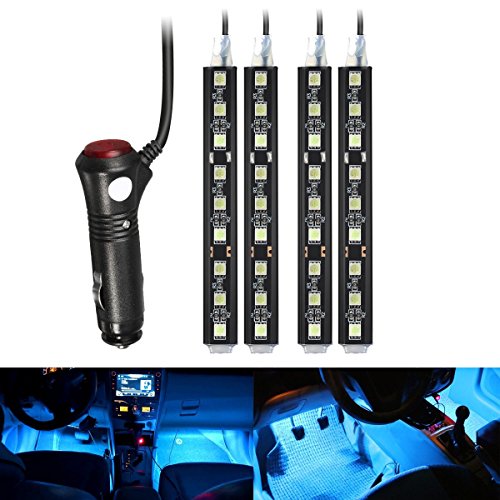 Onepalace 4Pcs Car LED Interior Underdash Lighting Kit Led Car Interior