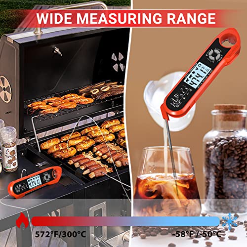 Bauihr Termómetro Digital de Carne Cocina, Termometro Cocina de Doble Sonda，Termómetro para Cocina Impermeable con retroiluminación LED y alarma, para cocinar, horno, grill