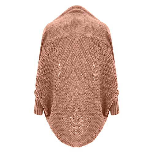 Womens Sweater Casual Knitted Loose Long Sleeve Pullover Coat Open Front Cardigan (Pink, Free Size)