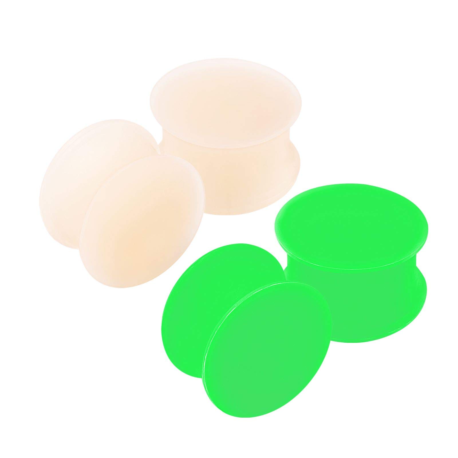 KJM FASHION 4 Pcs Silicone Double Flared Ear Stretcher Expander Green Silicone Silicone Ear Stretcher, Silicone