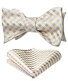 HISDERN Men's Check Jacquard Woven Wedding Party