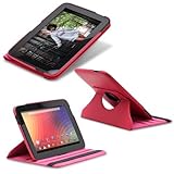 Fosmon GYRE Series 360 Degree Rotating Leather Case with Multi Angle Stand + Sleep/Wake Function for Google Nexus 10 Tablet (Pink)