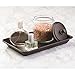 iDesign York Bathroom Vanity Glass Apothecary Jar for Cotton Balls, Swabs, Cosmetic Pads - Short, Clear/Bronze