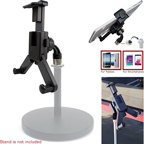 ChargerCity 360 swivel Smartphone Tablet Mount Holder w/ 5/8" Tripod Mic Microphone Stand Adapter for Apple iPad Pro Air Mini iPhone 7 6s Plus 6 SE Samsung Galaxy S7 S8 Edge LG G6 V20