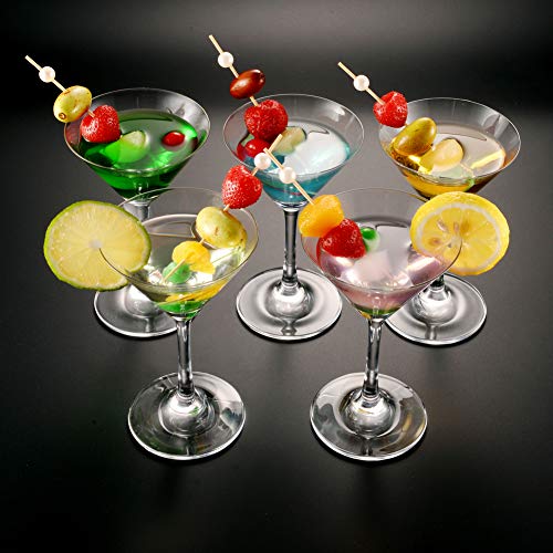 Bamboo Cocktail Picks 4.7 Inch, Handmade Party Toothpicks - Decorative Skewers for Appetizer, Drink, Fruit, Sandwich of Wedding, Baby Shower, and Tea Party. (White Pearls, 100 Counts)