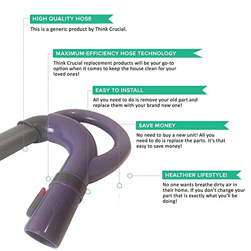Think Crucial Replacement Vacuum Hose - Compatible with Shark Hose Handle Part 113FFJ - Light, Durable Hose - Fits Shark Vacuum Models NV350, NV351, NV352 and UV440 - Bulk (1 Pack)