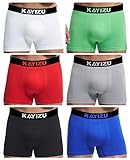 KAYIZU Men's Underwear Seamless Comfort Soft Stretch Boxer Brief (6-Pack) Medium,White/Green/Red/Light Grey/Black/Blue