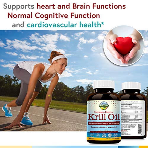 Terranics Krill Oil with Omega3s DHA & EPA, Phospholipids and Astaxanthin, 1250mg, 60 Softgels, Supports Joint, Brain and Cardiovascular Health, NON-GMO, Soy, Dairy & Gluten Free, for men and women - Thumbnail 4