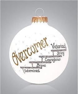 Home and Holiday Shops Overcomer Glass Ball Christmas Ornament Made in USA Victorious Strong Brave