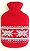 iCorer Premium Classic PVC Transparent Hot Water Bottle with Cute Knit Cover , 2 Liter , Red Snowflake
