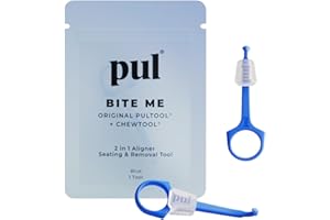 THE PULTOOL PUL Pack of 2 Reusable 2-in-1 Aligner Seating Chewie & Removal Tool — Compatible with Invisalign, Removable Braces, Retainers, Trays – Easy-to-Use Remover & Chew, Dental & Oral Hygiene Care – Blue