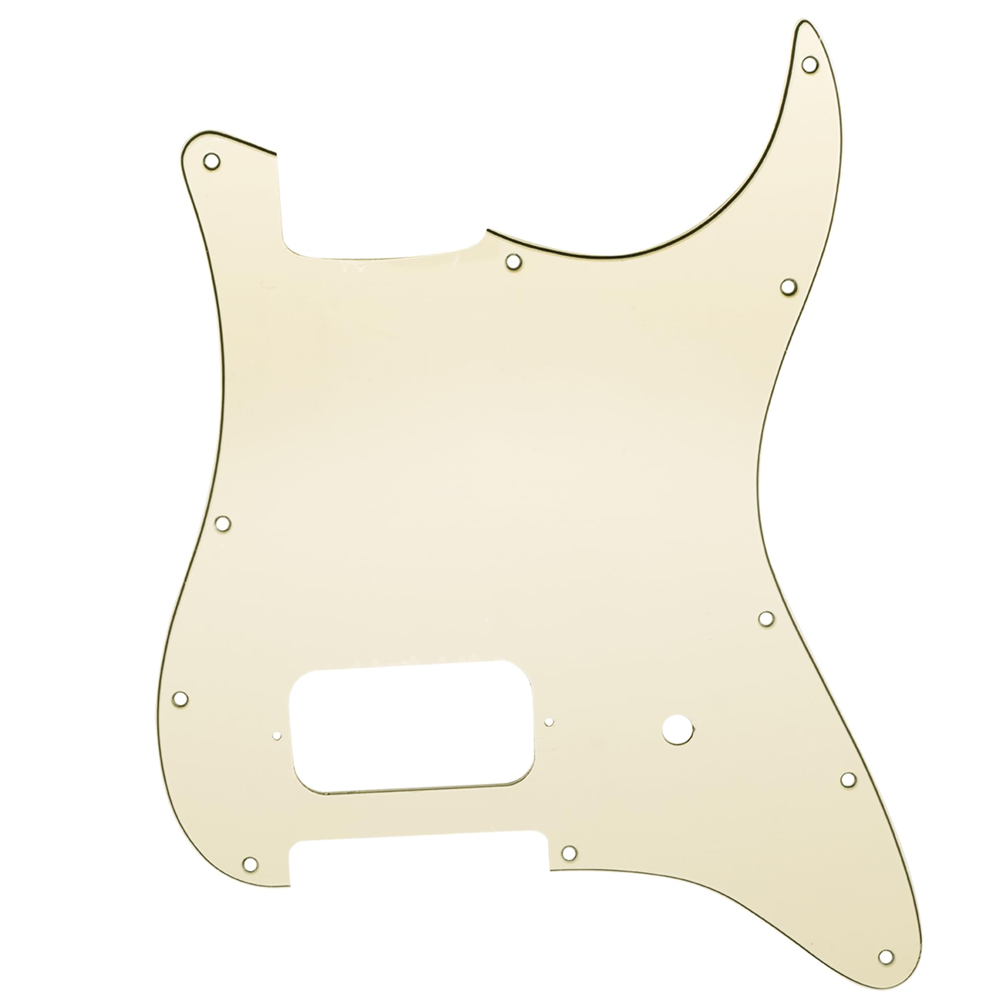 Musiclily Pro 11 Holes ST Strat Uncovered One Humbucker Guitar Pickguard Scratch Plate for American/Mexican Fender Tom Delonge Stratocaster Electric Guitar, 3Ply Cream