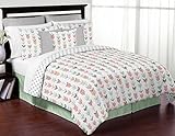 Grey, Coral and Mint Woodland Arrow Print Girls 3 Piece Childrens Teen Full / Queen Bedding Set