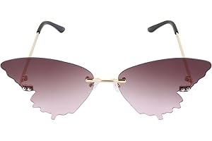 Ciieeo Butterfly Sunglasses, Colorful Outdoor Sun Glasses with Gold Frame and Gray Lenses, Fun Party