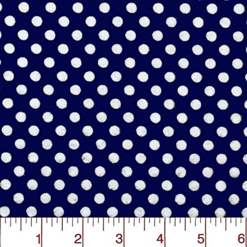 White Dots on Navy Blue Flannel Fabric Sold By the Yard