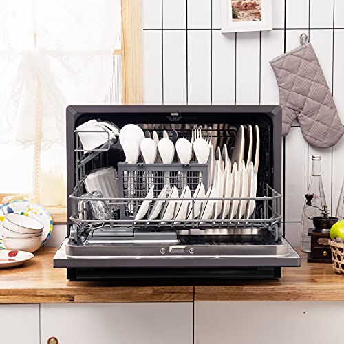 COSTWAY Countertop Dishwasher, 6 Place Settings Builtin Dishwasher