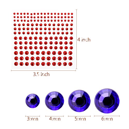 Rhinestone Stickers,3960 PCS Self-Adhesive Rhinestones in 20 COLORS&4 SIZES,24 Sheets DIY Self Adhesive Gem Rhinestone Embellishment Stickers,Ideal for Face,Body,Carnival,Crafts&Embellishments