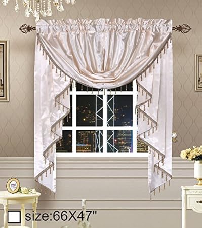 Octorose Royalty Custom Waterfall Window Valance Swags & Tails (Cream, small window valance(66x47WxH)) by OctoRose