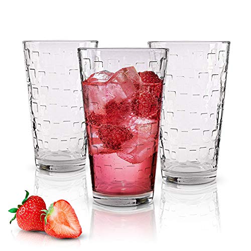 Emenest Clear Drinking Glasses (Set of 12) | Real Glassware with Heavy Base | 6 Highball and 6 Double Old Fashioned Drinkware | Mixed Tumbler Set For Water, Whiskey, Cocktails | Best Kitchen Gift