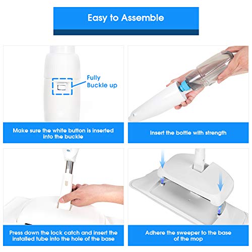 3 in 1 Spray Mop for Floor Cleaning Kit with Sweeper, 360° Swiveling Head Hardwood Floor Dust Mop Spray Treatment with 3pcs Microfiber Pads 400ml Bottle, Stone Tile & Laminate Premium Microfiber Mop - Thumbnail 5